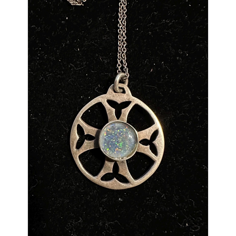 Stewart John Wilson Celtic Sterling Silver & Opal Pendant Necklace S.J.W
